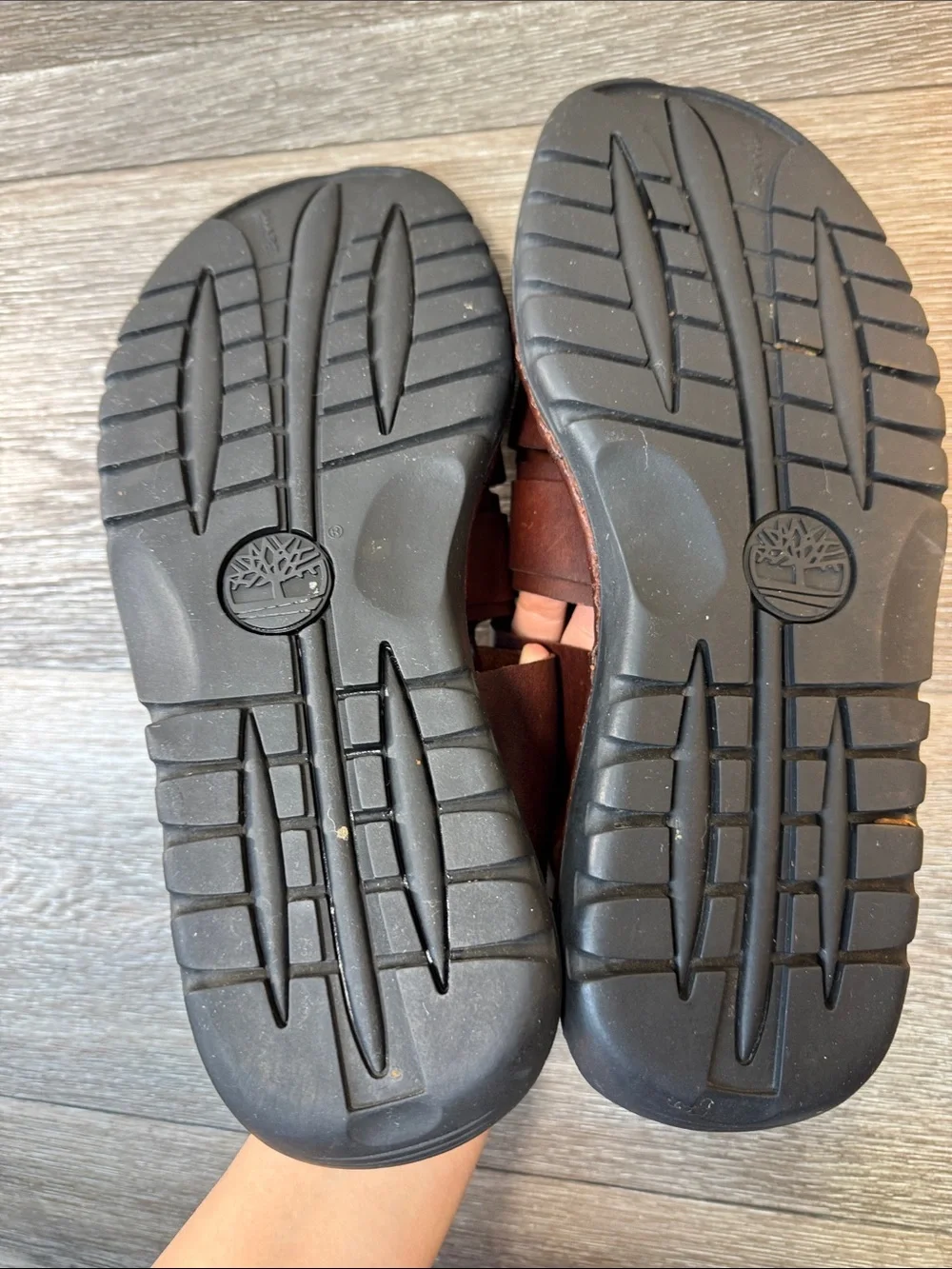 Timberland Men's Brown Leather Woven Fisherman Sandals Sz 11.5 (j296)